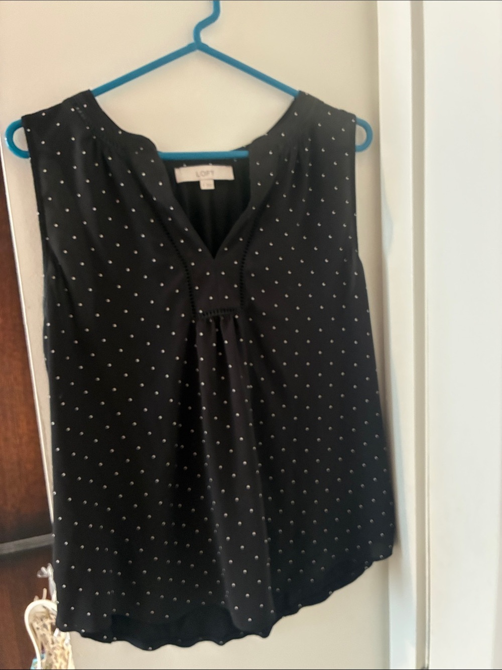 LOFT Black Polka Dot Sleeveless Camisole
